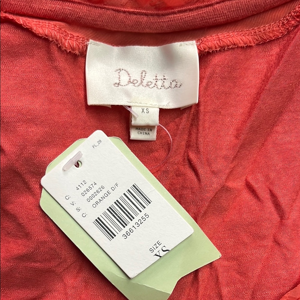 NWT Anthropologie Deletta Orange Gingham Mixed Media High Low Top - Picture 15 of 16